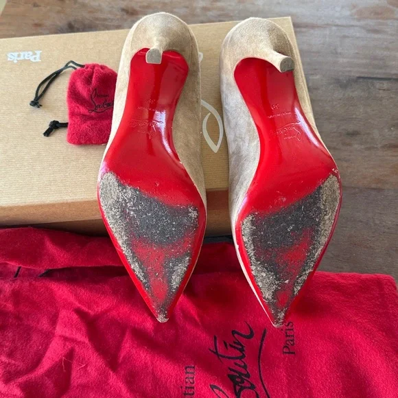 Christian Louboutin Beige Suede Heels